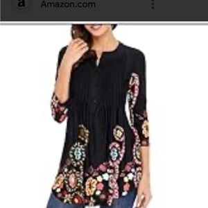 50%offw❤️Ice Silk Women's 2XL Multi-Color Floral tunic dress Polyester Blend 3/4